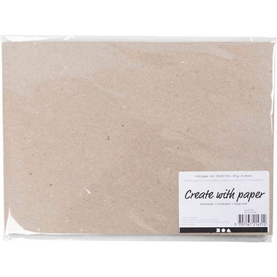 Carta kraft Creative Company, A4, foglio 210x297 mm, 135 gr, grigio marrone, 20 fogli 1 scatola