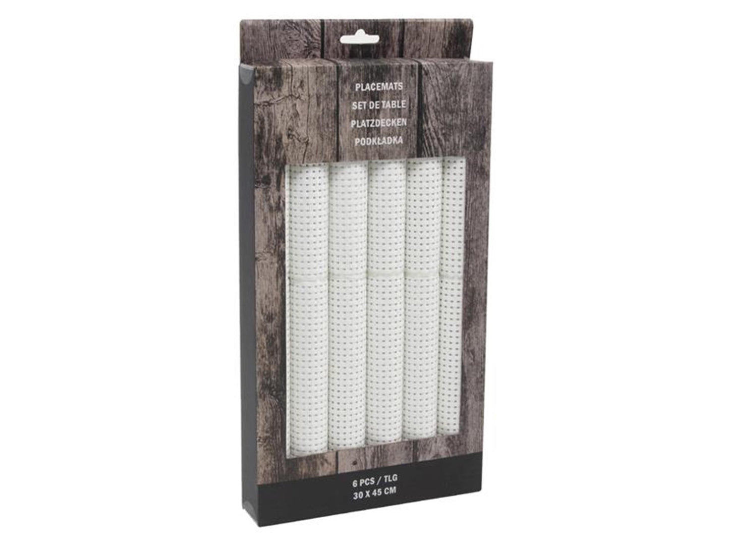 Svenska living juego de 6 manteles individuales poliéster 30x45 cm blanco