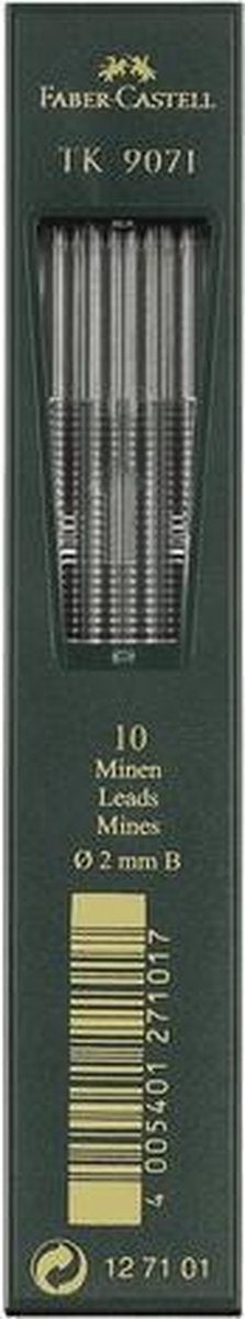 Minas de lápiz faber-castell portaminas - tk9071 - ancho de trazo 2,0 mm - dureza 3b - 10 piezas en tubo - fc-127103