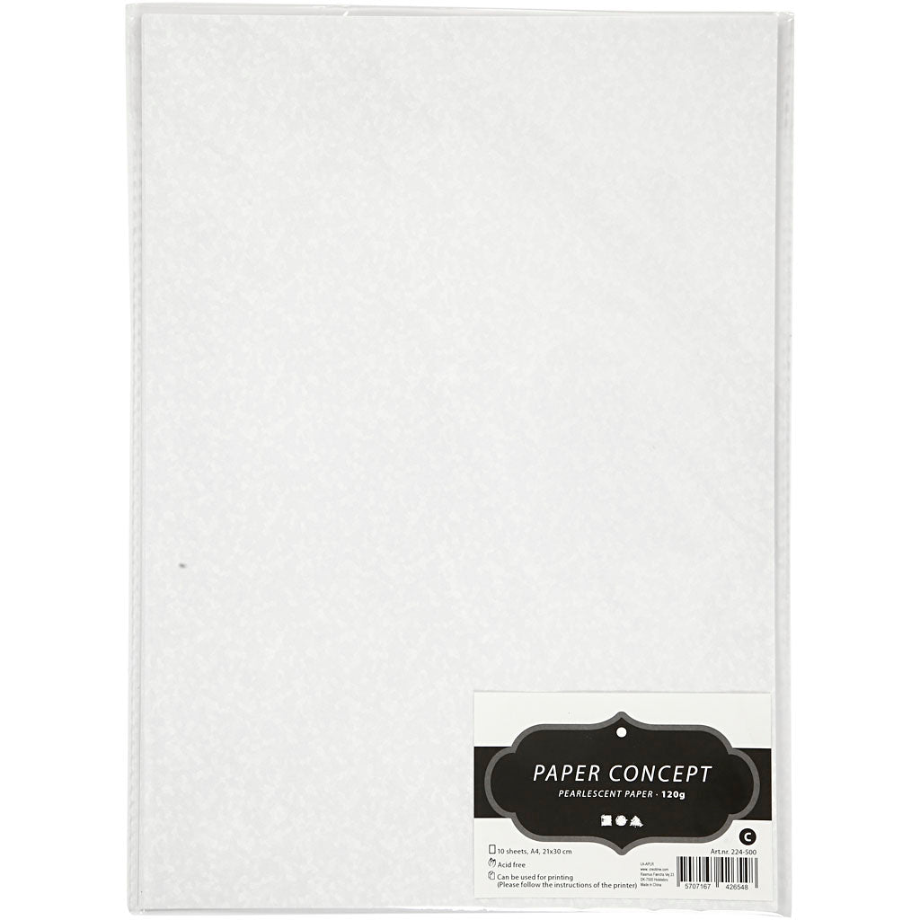 Creative Company Pearl Paper A4 White Pearl Pearl 120 Grams, 10 fogli
