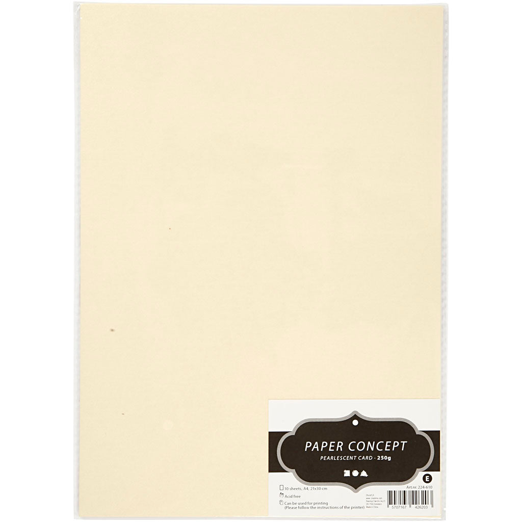 Creativ company cartón nácar, a4, hoja 210x297 mm, 250 g, nácar beige, 10 hojas 1 caja