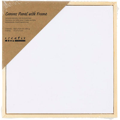 Creativ company canvas panel with frame, size 15.8x15.8 cm, 280 gr, white, 1 piece