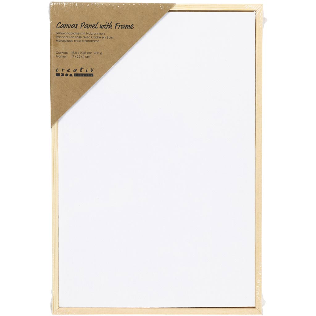 Pannello tela Creative Company con cornice, misura 15,8x23,8 cm, 280 gr, bianco, 1 pezzo