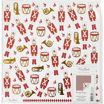 Carta fantasia Vivi Gade, schiaccianoci, 180 gr, oro, rosso, bianco, 3 fogli 1 scatola