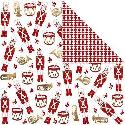 Design papier, notenkraker, 180 gr, goud, rood, wit, 3 vel 1 doos