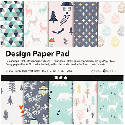 Design papierblok, vel 15,2x15,2 cm, 120 gr, lichtgroen, roze, wit, 50 vel 1 doos