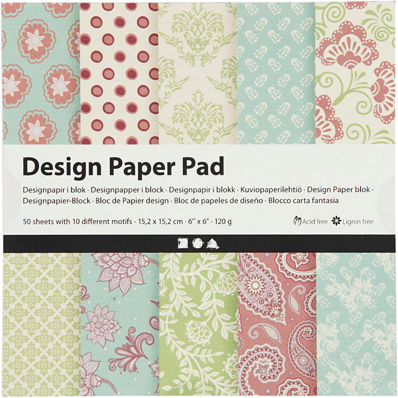 Creative Company Design Paper Block Mint Green Purple, 50 fogli