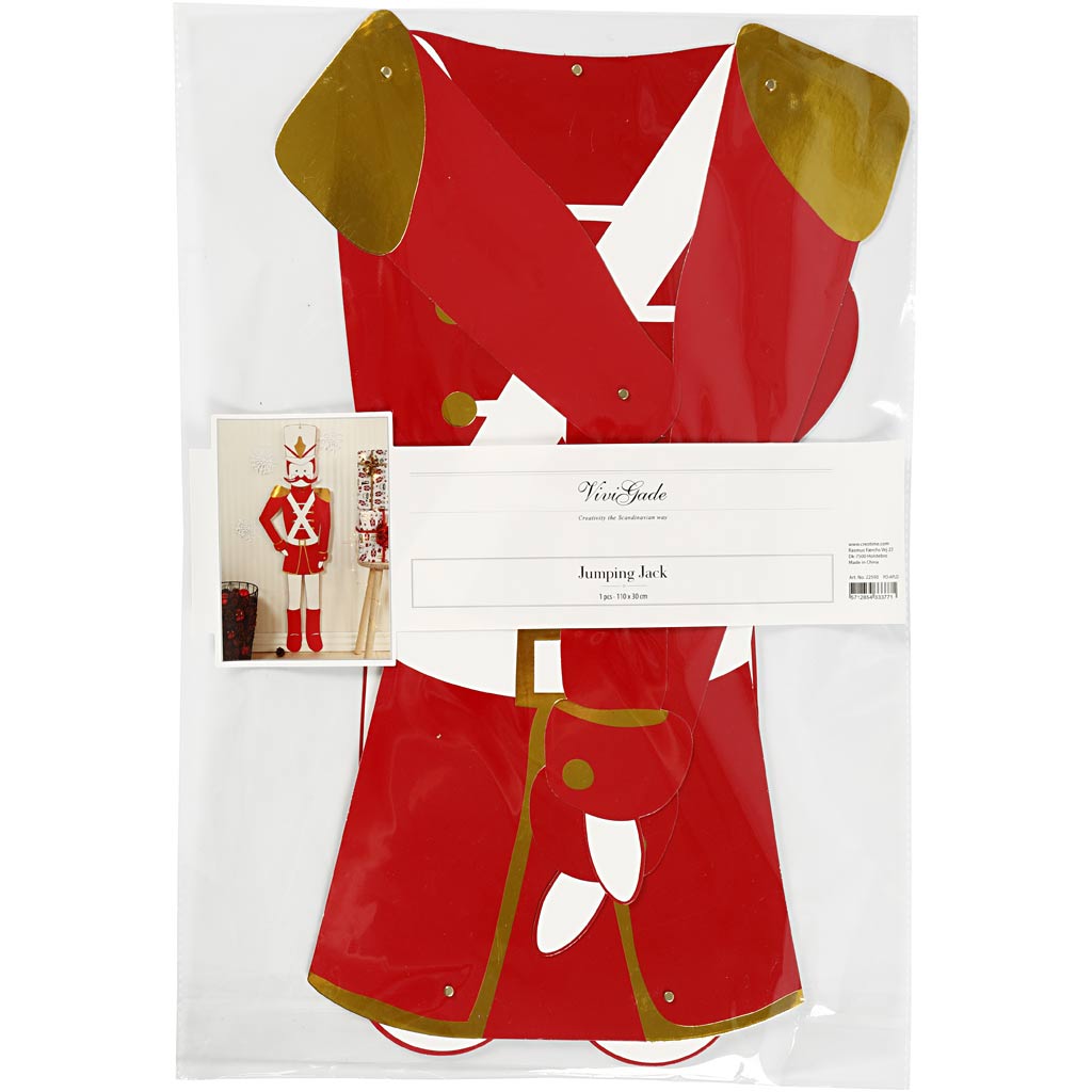 Vivi gade nutcracker, h: 110 cm, w: 30 cm, 300 g, gold, red, white, 1 piece
