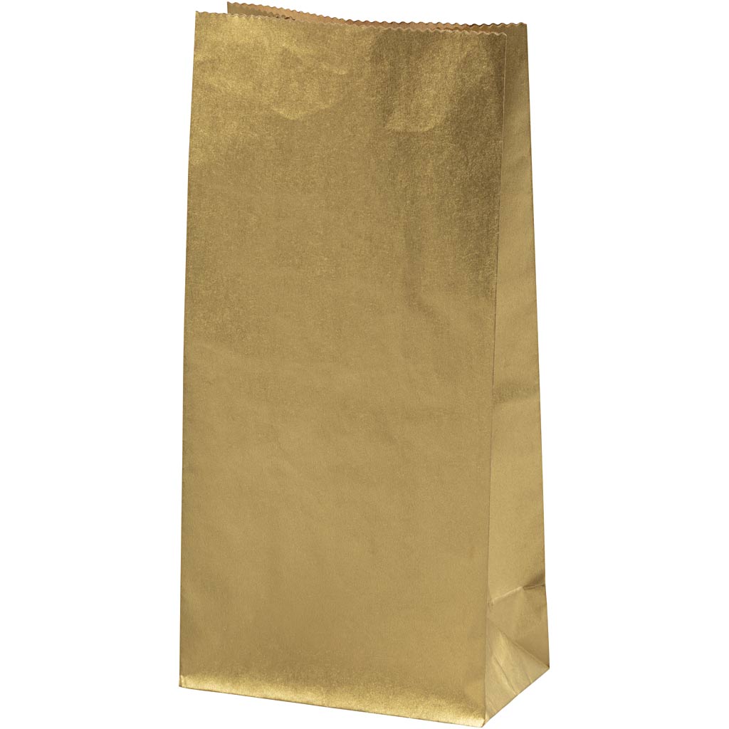 Bolsas de papel Creativ company, h: 22,5 cm, medidas 6,5x11 cm, 50 gr, dorado, 100 unidades 1 caja