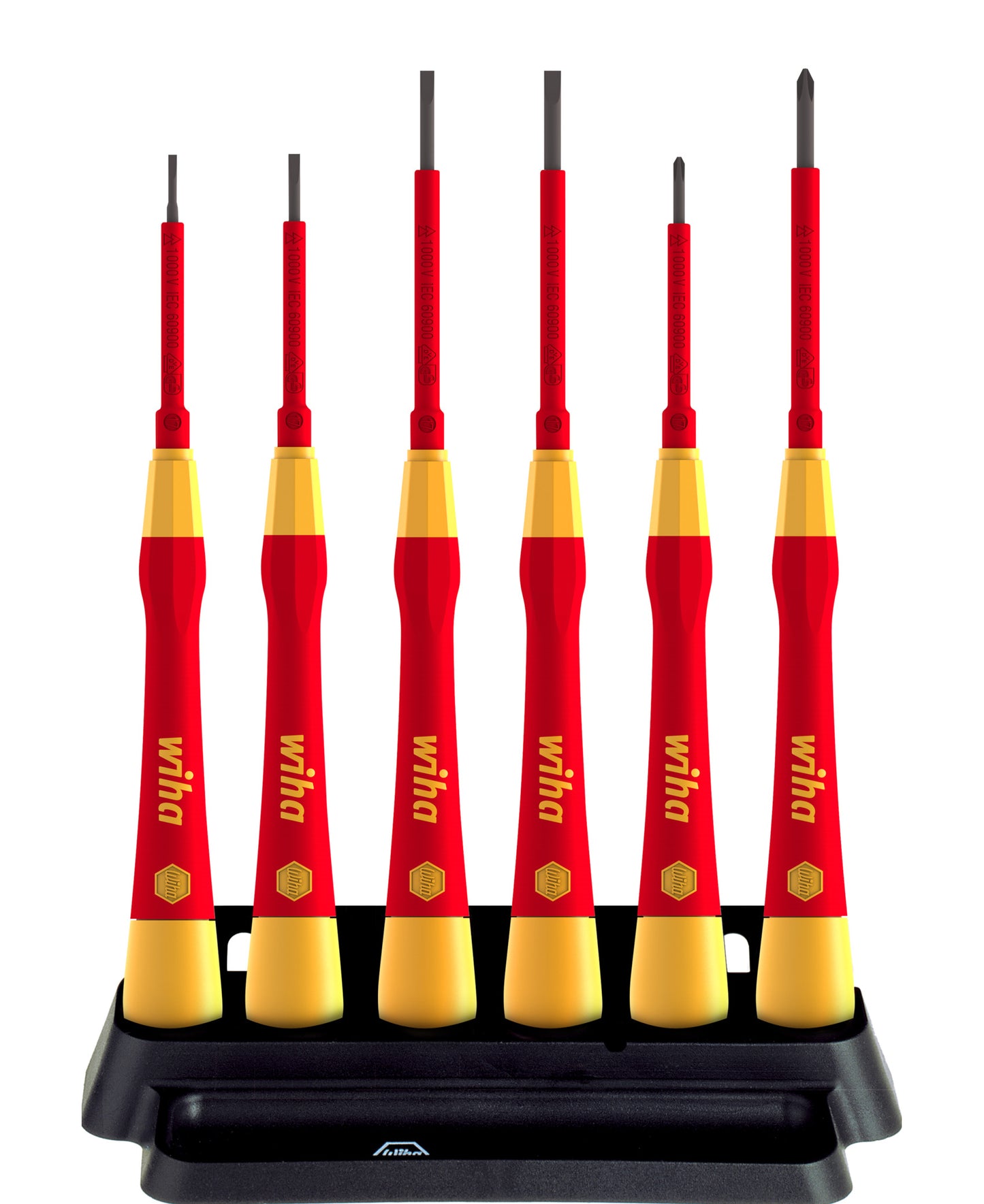 Wiha fijnschroevendraaierset picofinish electric (rood geel)