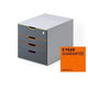 Cassettiera in plastica resistente multicolore 280x356x292mm 4 cassetti grigio