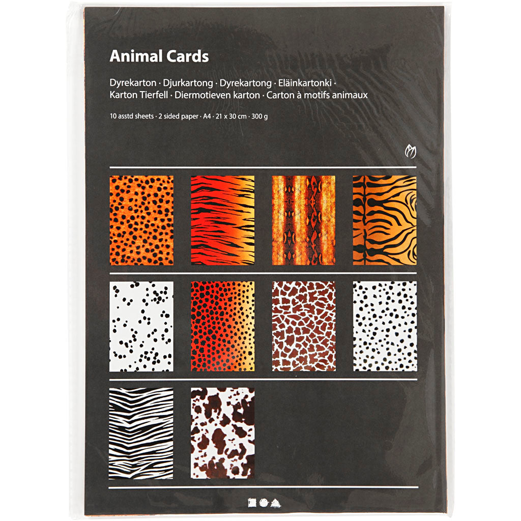 Animali Morifs Cardboard A4, 10 fogli