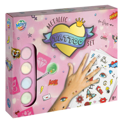 Set tatuaggi metallici Moxy incl. stencil,