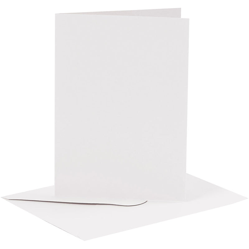 Tarjetas y sobres de empresa Creativ, tamaño tarjeta 10,5x15 cm, tamaño sobre 11,5x16,5 cm, 110+230 gr, blanco, 6 juegos 1 caja
