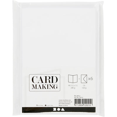 Biglietti e buste aziendali Creativ, formato biglietto 10,5x15 cm, formato busta 11,5x16,5 cm, 110+230 gr, bianco, 6 set 1 scatola