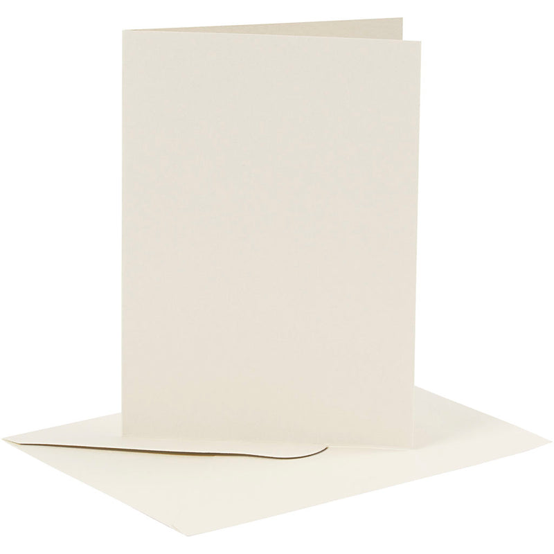 Biglietti e buste aziendali Creativ, formato biglietto 10,5x15 cm, formato busta 11,5x16,5 cm, 110+230 gr, bianco sporco, 6 set 1 scatola