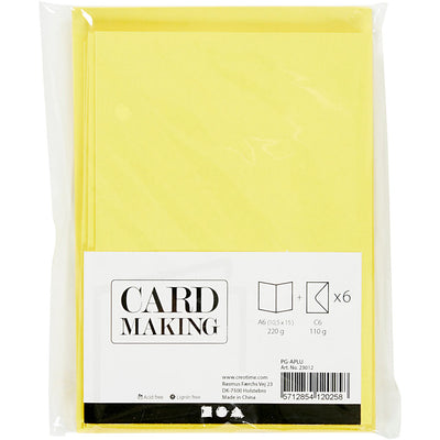 Biglietti e buste aziendali Creativ, formato biglietto 10,5x15 cm, formato busta 11,5x16,5 cm, 110+220 gr, giallo, 6 set 1 scatola