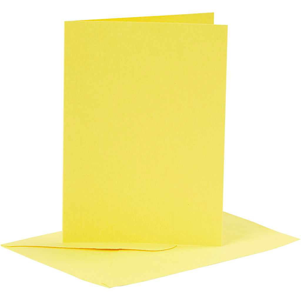 Tarjetas y sobres de empresa Creativ, tamaño tarjeta 10,5x15 cm, tamaño sobre 11,5x16,5 cm, 110+220 gr, amarillo, 6 juegos 1 caja