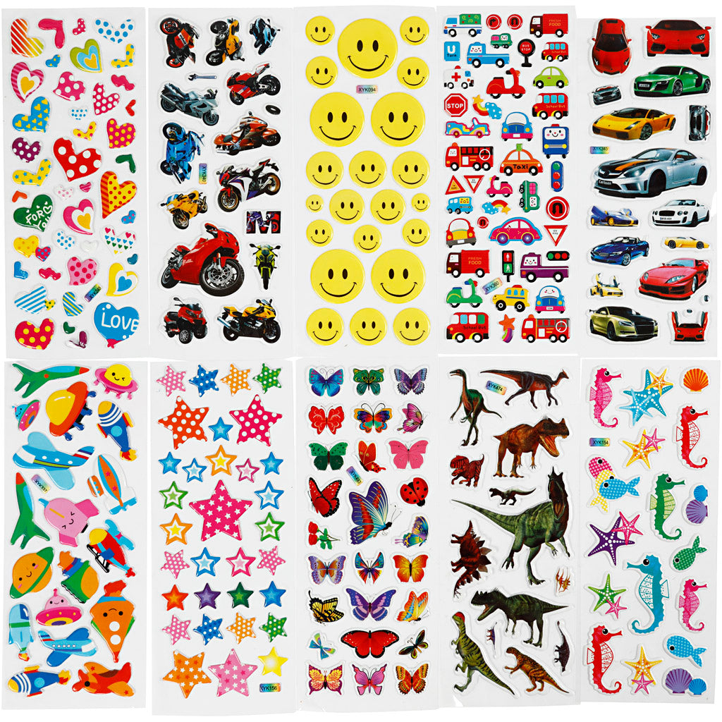 3D stickers, dim 7x17 cm, 20 sheet 1 box