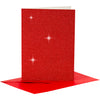 Biglietti e buste aziendali Creativ, formato biglietto 10,5x15 cm, formato busta 11,5x16,5 cm, glitter, 110+250 gr, rosso, 4 set 1 scatola