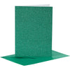 Biglietti e buste aziendali Creativ, formato biglietto 10,5x15 cm, formato busta 11,5x16,5 cm, glitter, 110+250 gr, verde, 4 set 1 scatola