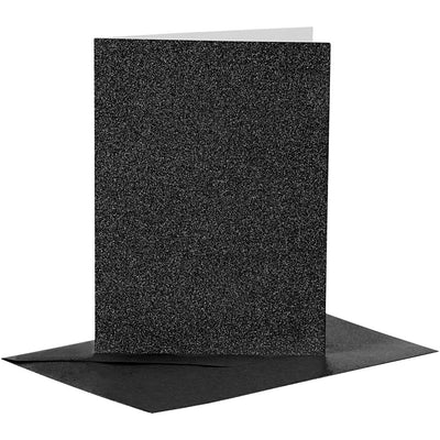Biglietti e buste aziendali Creativ, formato biglietto 10,5x15 cm, formato busta 11,5x16,5 cm, glitter, 110+250 gr, nero, 4 set 1 scatola