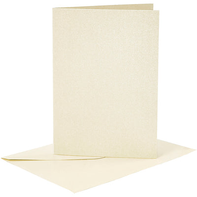 Biglietti e buste aziendali Creativ, formato biglietto 10,5x15 cm, formato busta 11,5x16,5 cm, madreperla, 120+210 gr, bianco sporco, 4 set 1 scatola
