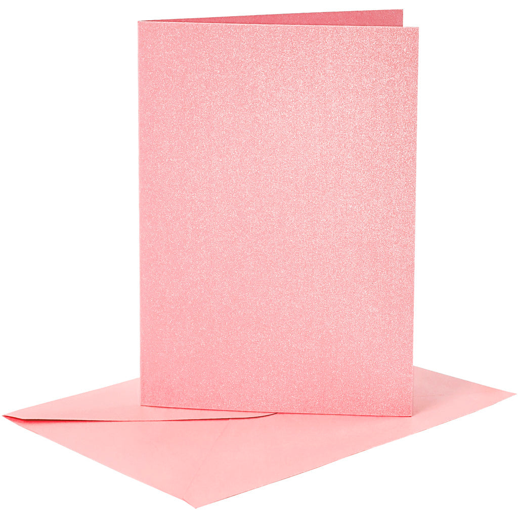 Tarjetas y sobres de empresa Creativ, tamaño tarjeta 10,5x15 cm, tamaño sobre 11,5x16,5 cm, nácar, 120+210 gr, rosa, 4 juegos 1 caja