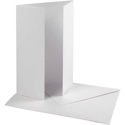 Busta in cartoncino madreperla Creativ Company, misura cartoncino 10,5x15 cm, misura busta 11,5x16,5 cm, 230+120 gr, bianco, 10 set 1 scatola