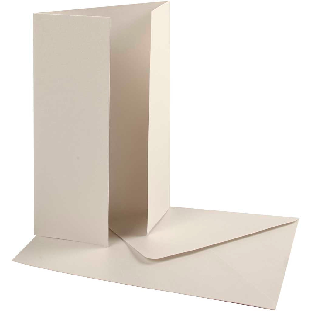 Busta in cartoncino madreperla Creativ Company, formato cartoncino 10,5x15 cm, formato busta 11,5x16,5 cm, 230+120 gr, bianco sporco, 10 set 1 scatola