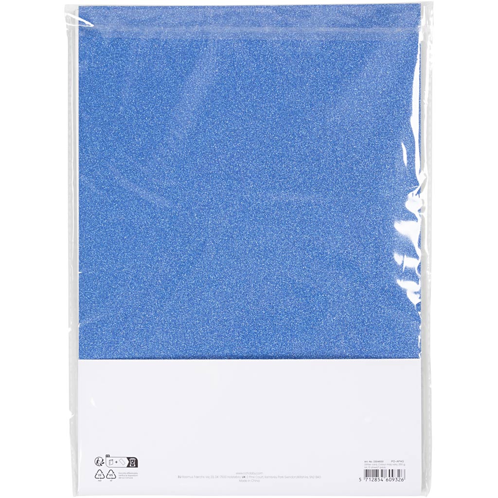 Glitter cardboard, A4, colors may vary, 250 gr, 10 sheets, 1 box