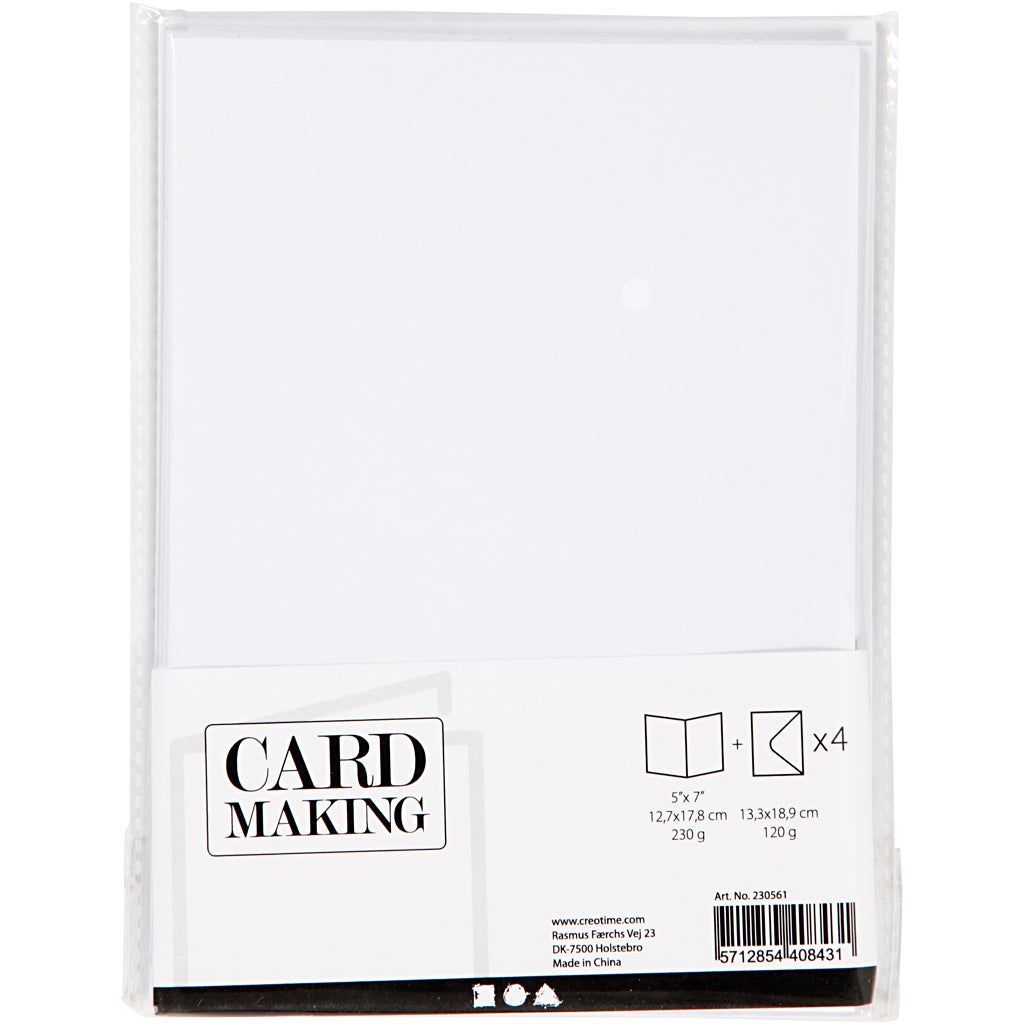 Biglietti e buste aziendali Creativ, formato biglietto 12,7x17,8 cm, formato busta 13,3x18,5 cm, 230 gr, bianco, 4 set 1 scatola