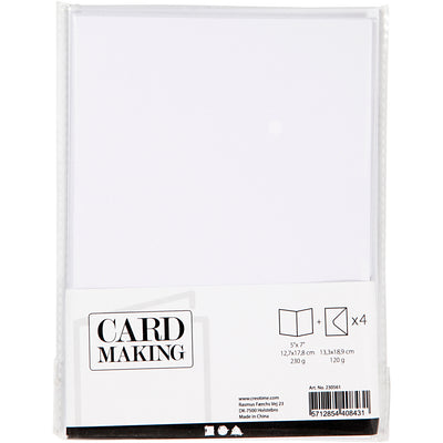 Biglietti e buste aziendali Creativ, formato biglietto 12,7x17,8 cm, formato busta 13,3x18,5 cm, 230 gr, bianco, 4 set 1 scatola