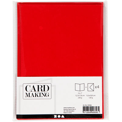 Biglietti e buste aziendali Creativ, formato biglietto 12,7x17,8 cm, formato busta 13,3x18,5 cm, 230 gr, rosso, 4 set 1 scatola