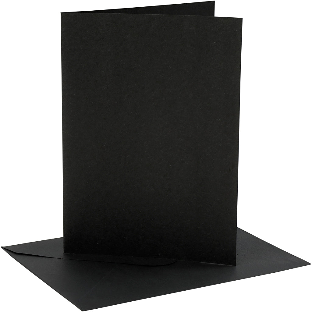 Biglietti e buste aziendali Creativ, formato biglietto 12,7x17,8 cm, formato busta 13,3x18,5 cm, 230 gr, nero, 4 set 1 scatola
