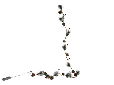Svenska living garland frutos rojos hoja de pino 20led 180cm