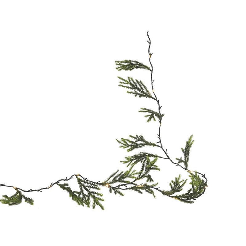 Svenska living guirlande conifer green 20led 190cm 2xaa