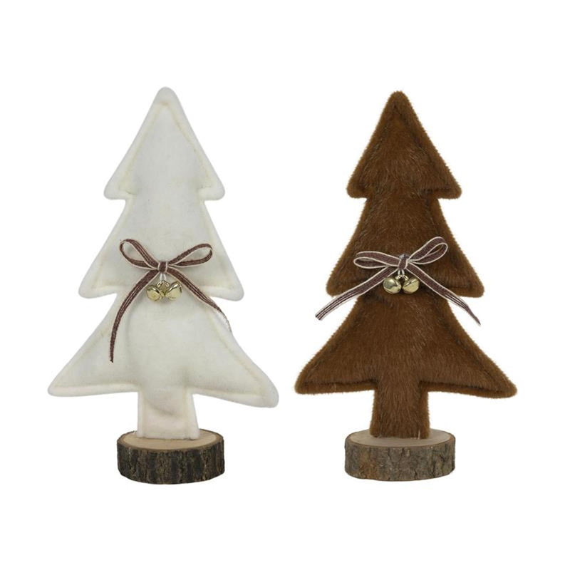 Svenska living kerstboom suede look 23cm wit bruin