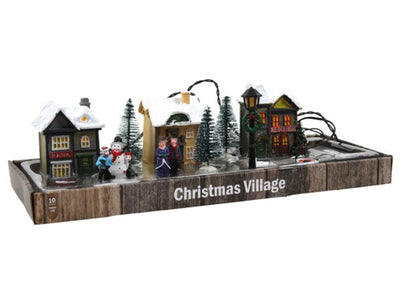 Svenska living pueblo navideño poli con iluminación 10 piezas