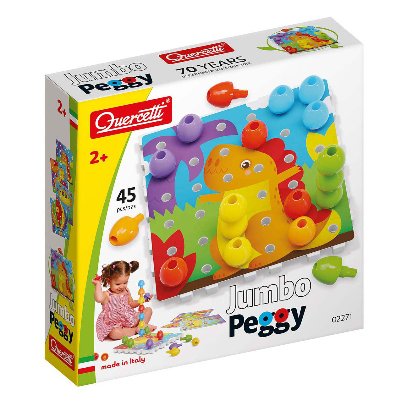 Quercetti jumbo insteek pinnen, 45dlg.