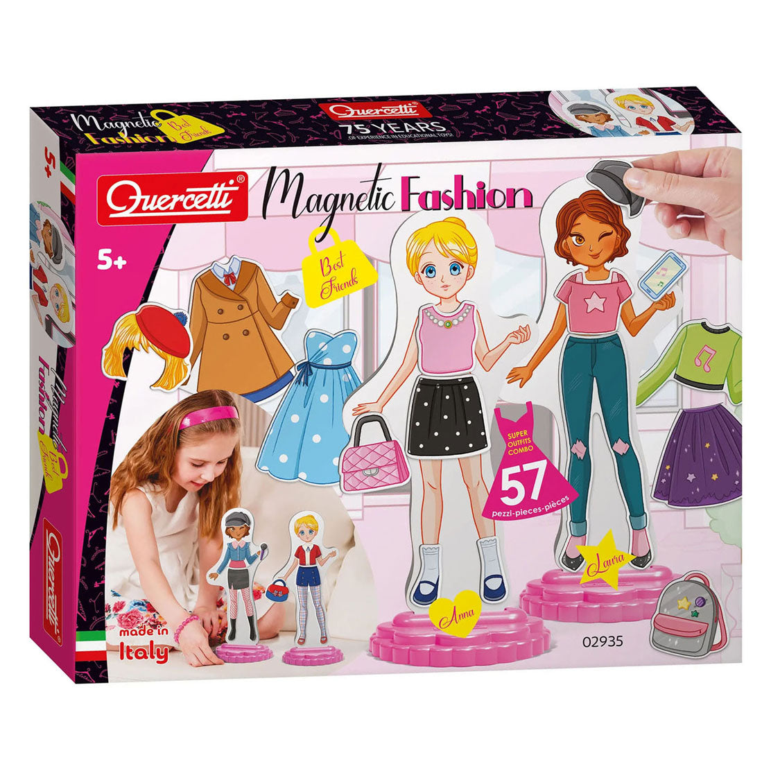 Quercetti muñeca magnética de moda Best Friends - 57 piezas.