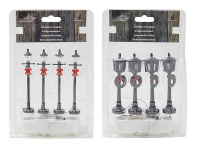 Set lanterna vivente Svenska per villaggio di Natale 4 pezzi 10 cm