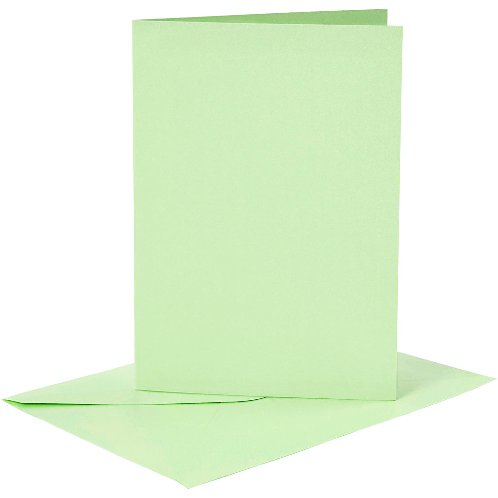 Biglietti e buste aziendali Creativ, formato biglietto 10,5x15 cm, formato busta 11,5x16,5 cm, 120+210 gr, verde chiaro, 6 set 1 scatola