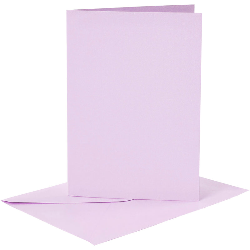Kaarten en enveloppen, afmeting kaart 10,5x15 cm, afmeting envelop 11,5x16,5 cm, 120+210 gr, lichtpaars, 6 set 1 doos