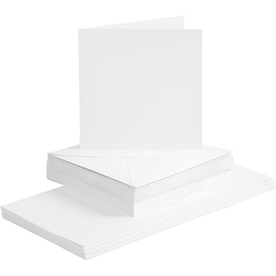 Biglietti e buste aziendali Creativ, formato biglietto 15x15 cm, formato busta 16x16 cm, 120+240 gr, bianco, 50 set 1 scatola