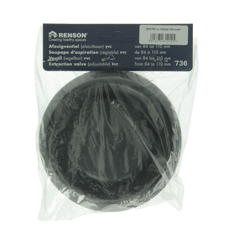 Renson 1068944 - válvula de extracción incorporada PVC 736 (dia 100) str 9005 (negro) | 2 piezas