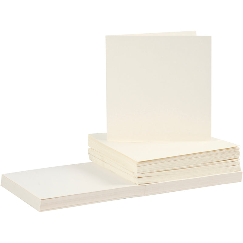 Biglietti e buste aziendali Creativ, formato biglietto 15x15 cm, formato busta 16x16 cm, 110+220 gr, bianco sporco, 50 set 1 scatola
