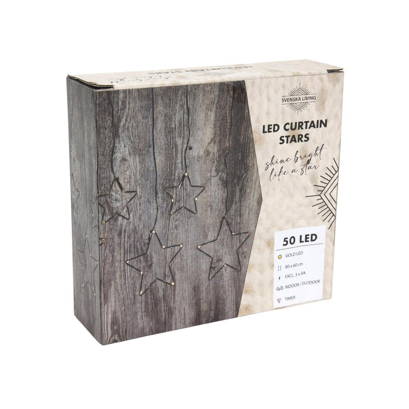 Svenska living Tenda LED stella nera con timer 80x60 cm