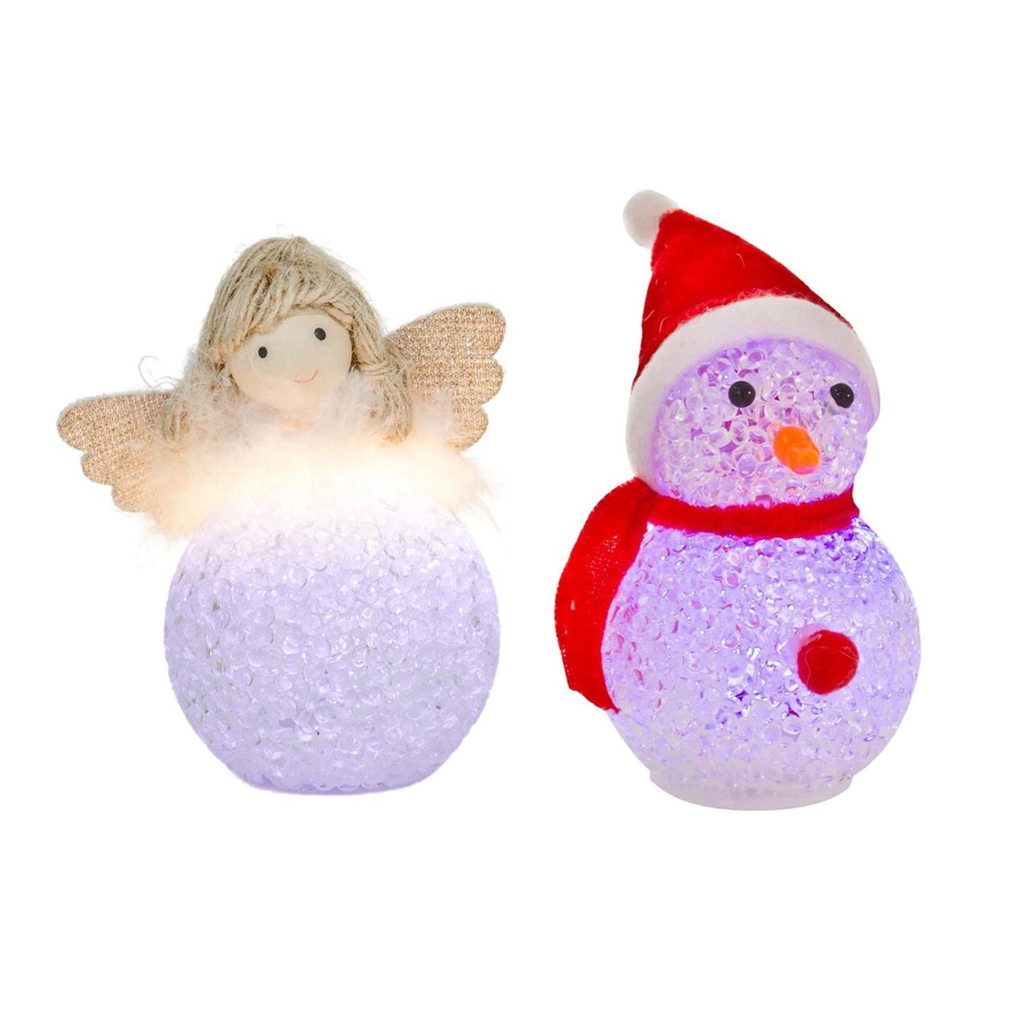 Svenska living Figura LED muñeco de nieve ángel 3x LR44 10cm