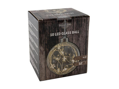 Svenska living bola de cristal 10cm con estrella de alambre 10led 2xaa